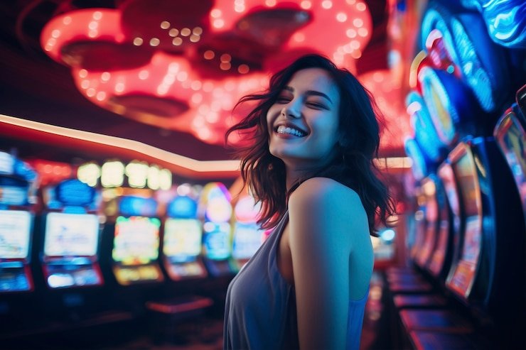 Pengguna Indonesia memegang ponsel dengan antarmuka situs dindong77 dalam bahasa Indonesia
